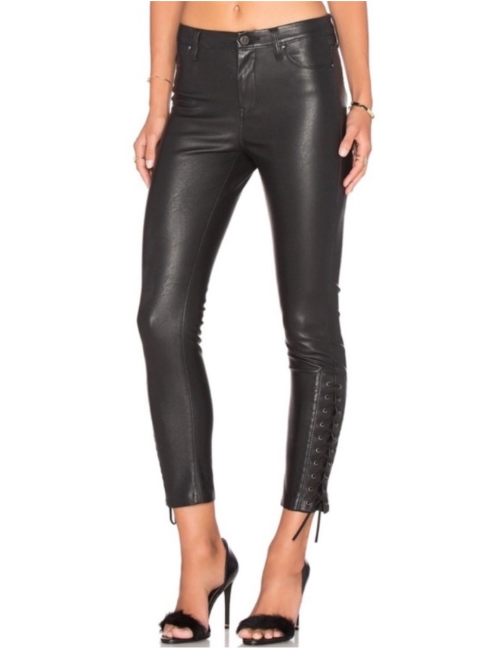 Blank NYC Lace Up Leg Faux Leather Pants